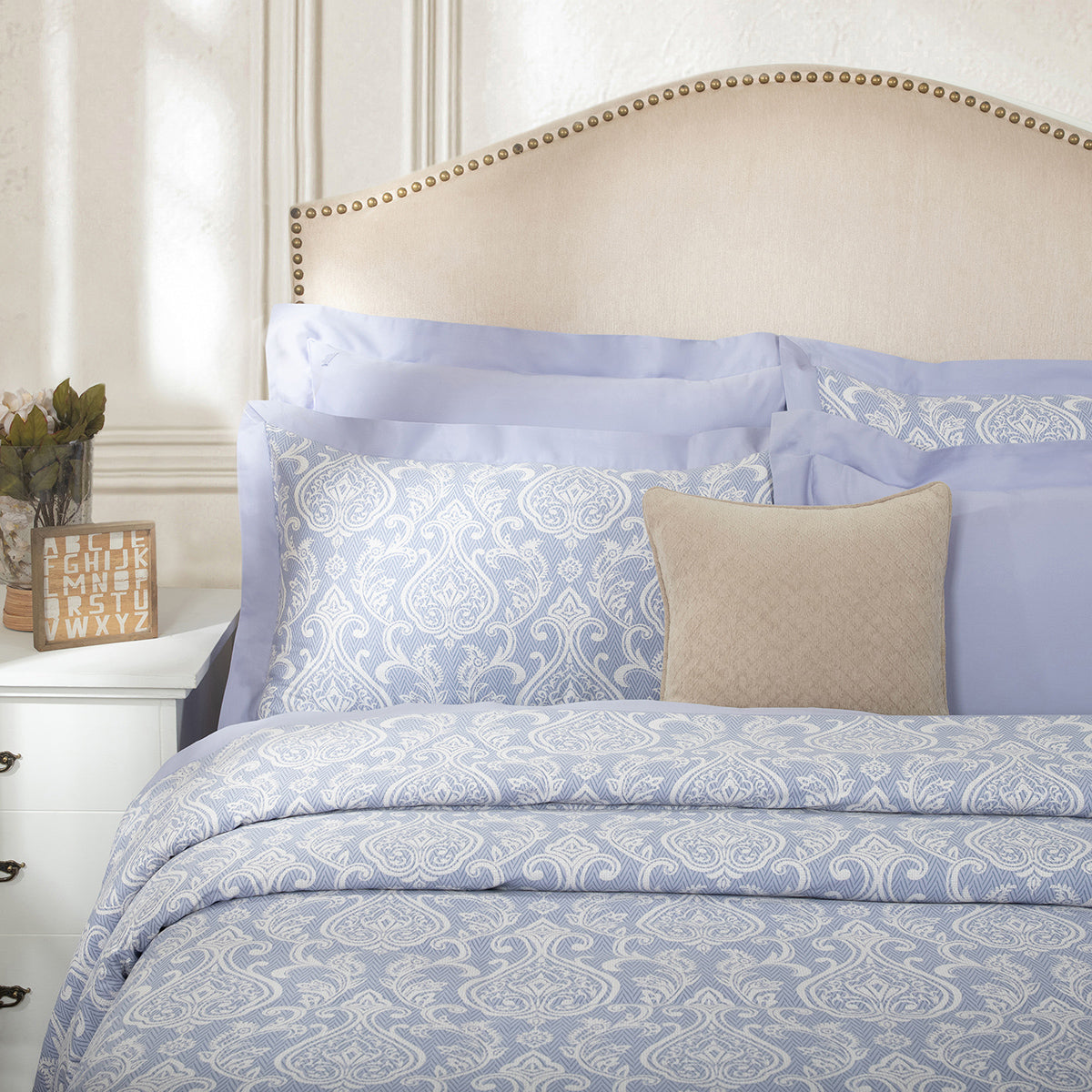 8 Pcs Duvet Cover Set 100% Cotton Blue Imperio