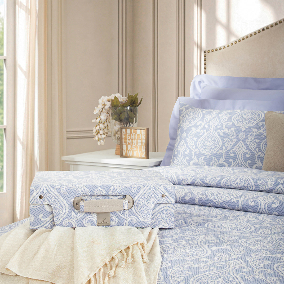 8 Pcs Duvet Cover Set 100% Cotton Blue Imperio