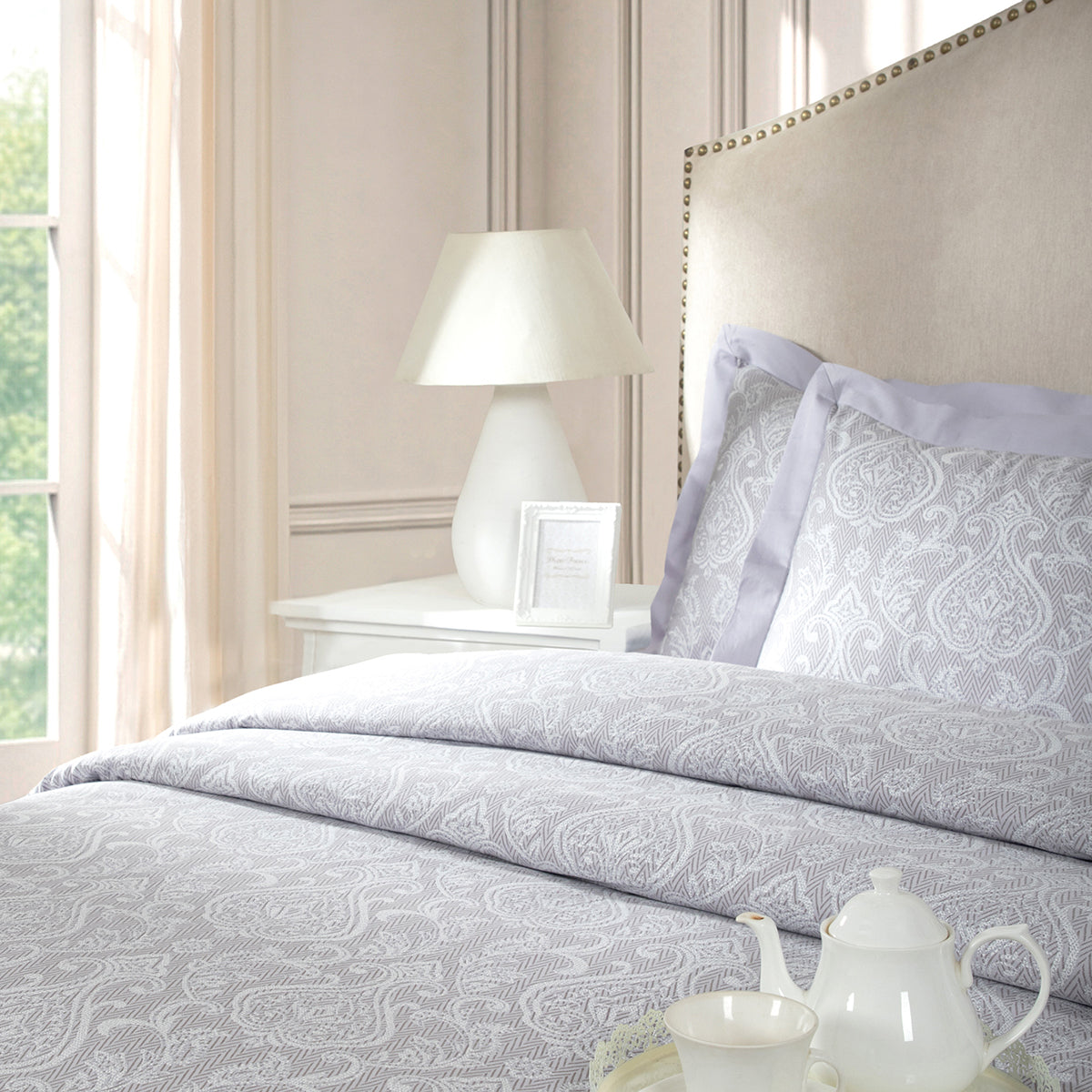 Duvet Cover with Pillow Case Purple 100% Cotton Imperio