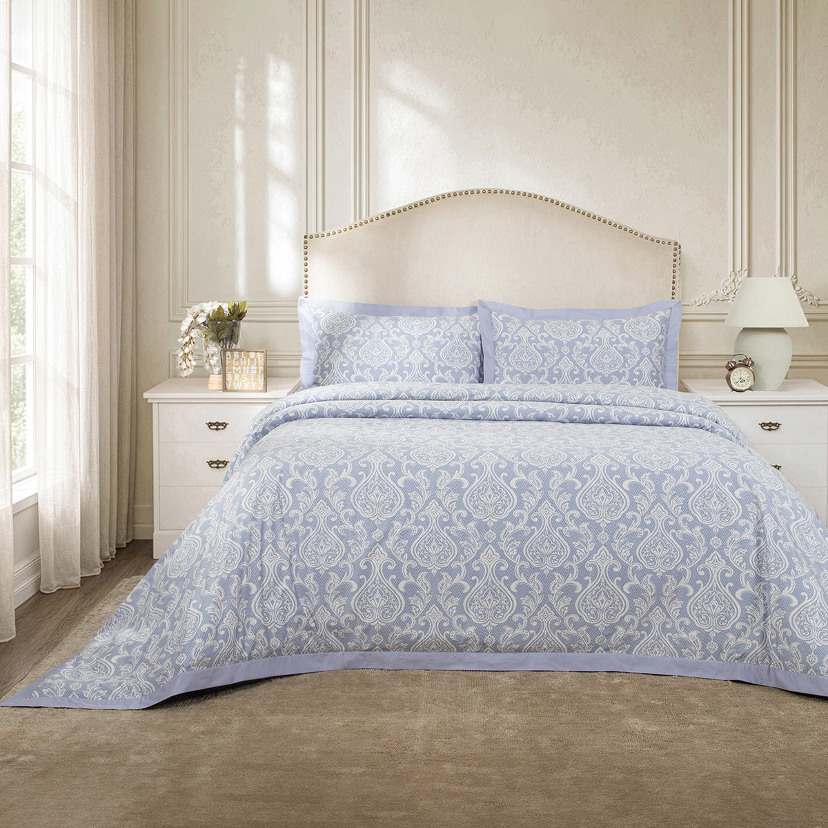 Duvet Cover with Pillow Case Blue 100% Cotton Imperio