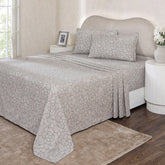 Hermosa Botanic Bloom Florique 100% Cotton Printed Bedsheet with Pillow Case Beige