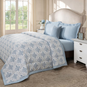 6 Pcs Quilt/Quilted Bed Cover Set Blue Montclair
