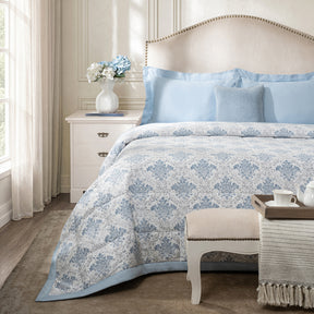 6 Pcs Quilt/Quilted Bed Cover Set Blue Montclair