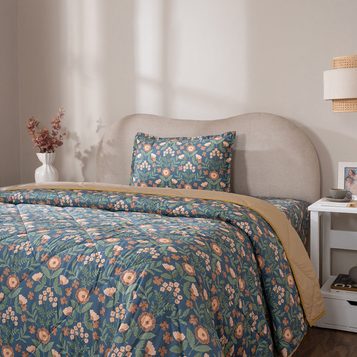 Quilt 100% Cotton Shell Verdant Heritage Garden Teal