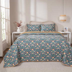 Quilt 100% Cotton Shell Verdant Heritage Garden Teal