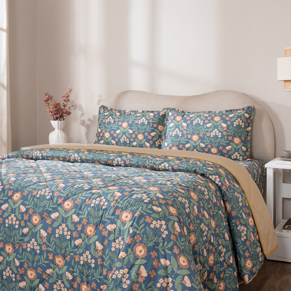 Quilt 100% Cotton Shell Verdant Heritage Garden Teal