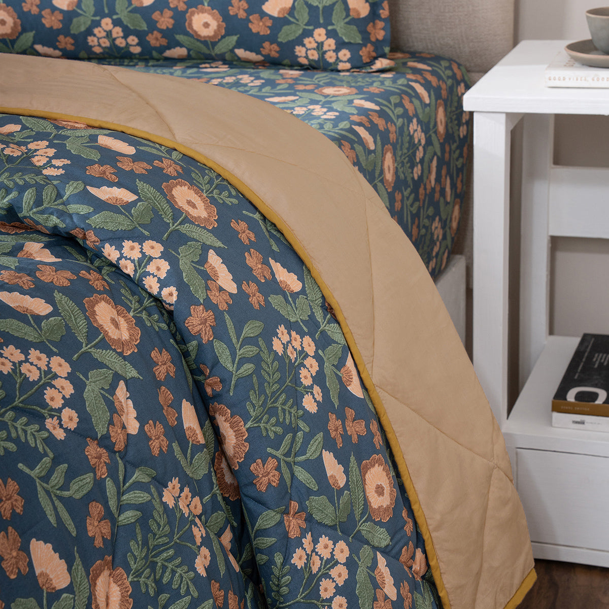 Quilt 100% Cotton Shell Verdant Heritage Garden Teal