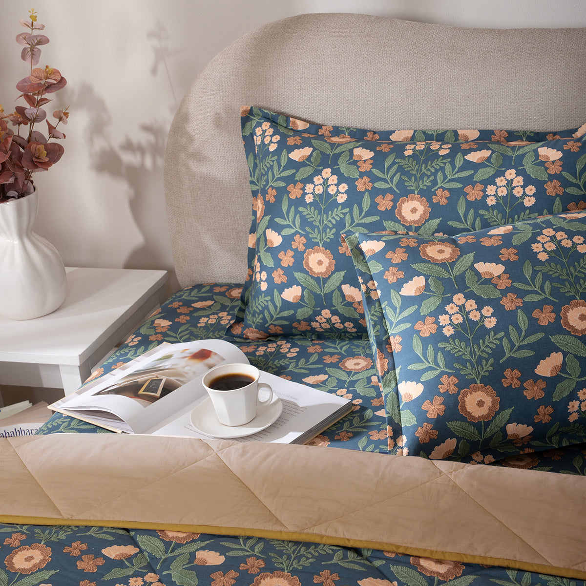 Quilt 100% Cotton Shell Verdant Heritage Garden Teal