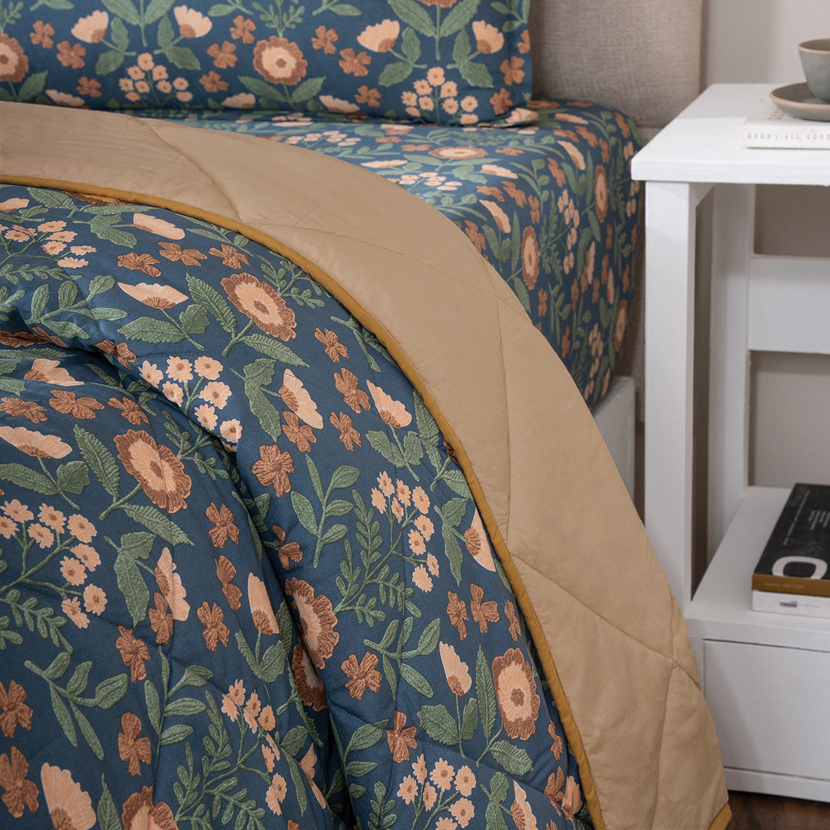 Quilt Set 4 Pcs Set Verdant Heritage Garden Teal