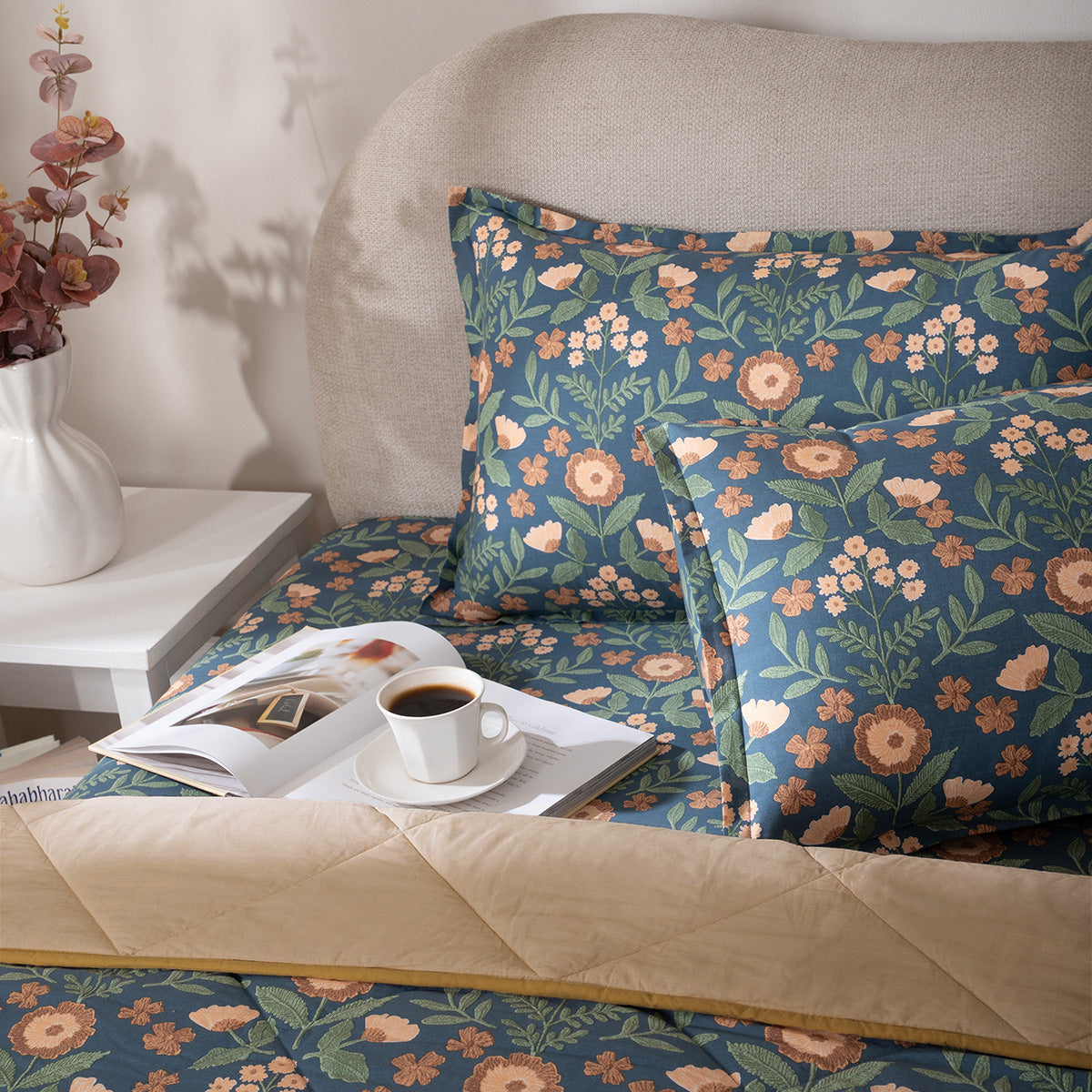 Quilt Set 4 Pcs Set Verdant Heritage Garden Teal