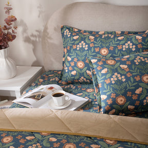 Quilt Set 4 Pcs Set Verdant Heritage Garden Teal