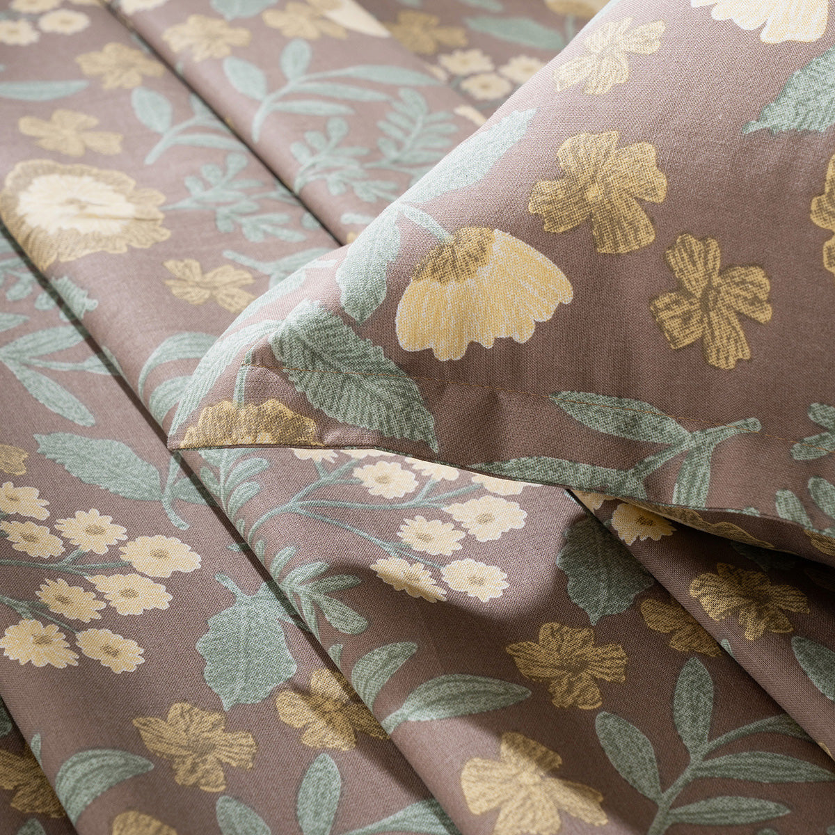 Bedsheet with Pillow Case 100% Cotton Verdant Heritage Garden Rustic Brown