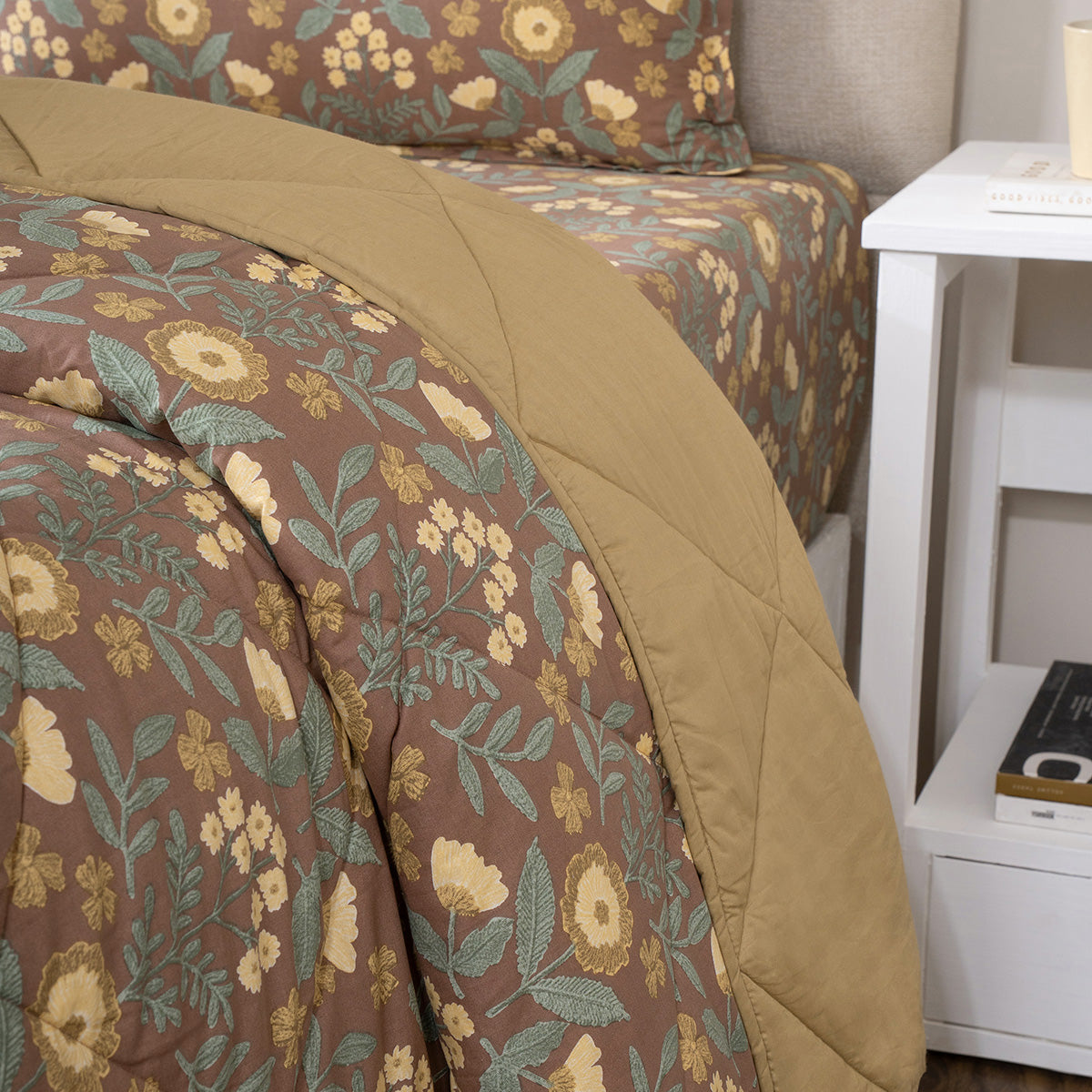 Quilt Set 4 Pcs Set Verdant Heritage Garden Rustic Brown
