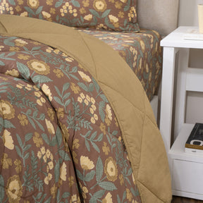 Quilt Set 4 Pcs Set Verdant Heritage Garden Rustic Brown