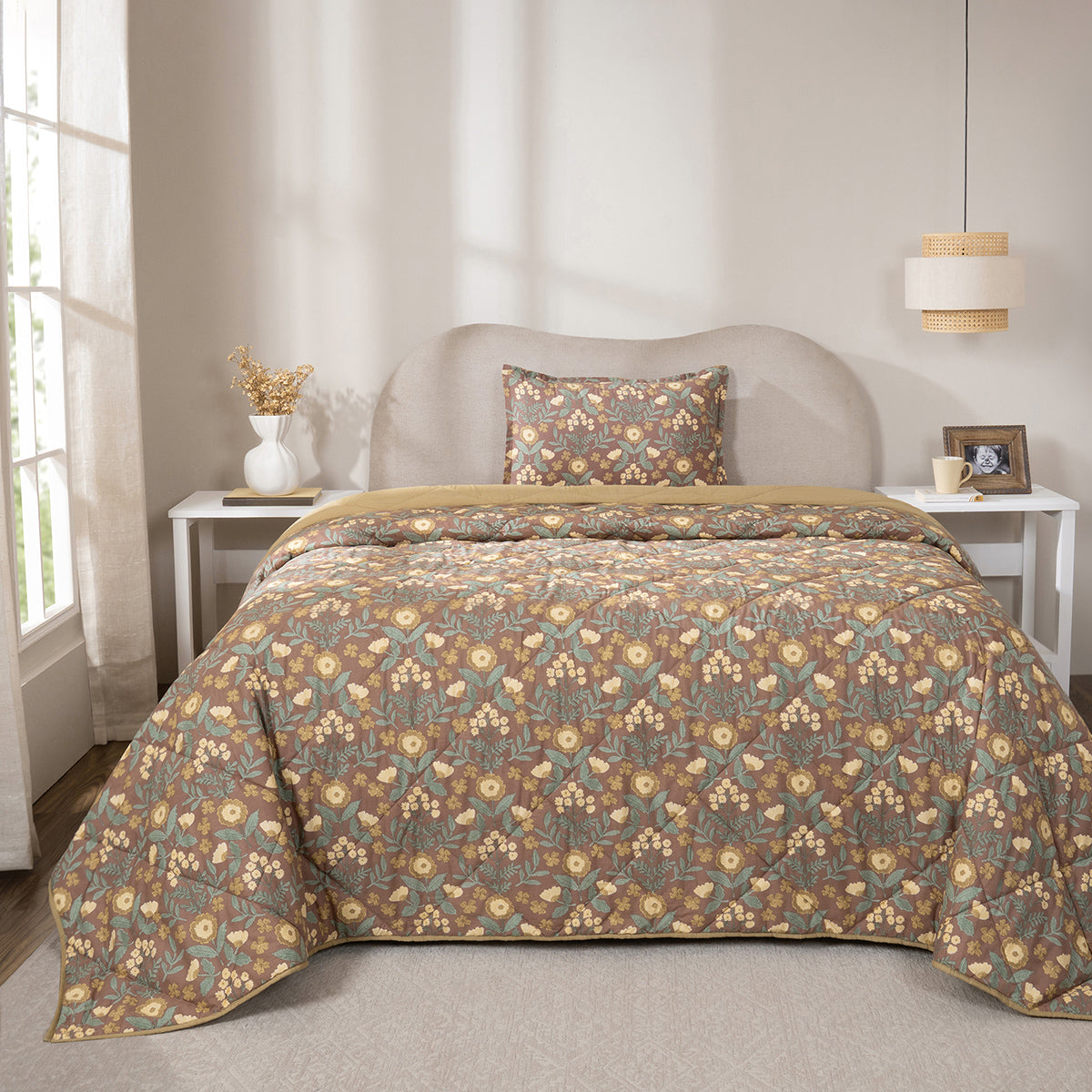Quilt 100% Cotton Shell Verdant Heritage Garden Rustic Brown