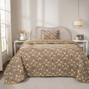 Quilt 100% Cotton Shell Verdant Heritage Garden Rustic Brown