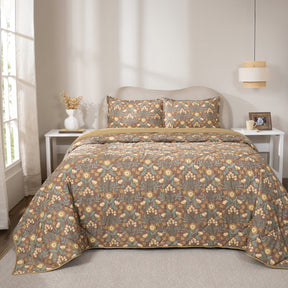 Quilt 100% Cotton Shell Verdant Heritage Garden Rustic Brown
