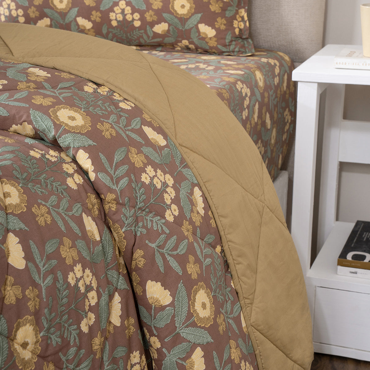 Quilt 100% Cotton Shell Verdant Heritage Garden Rustic Brown