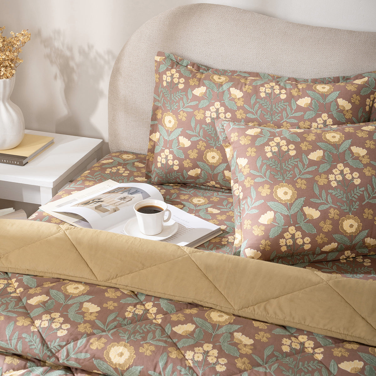 Quilt 100% Cotton Shell Verdant Heritage Garden Rustic Brown
