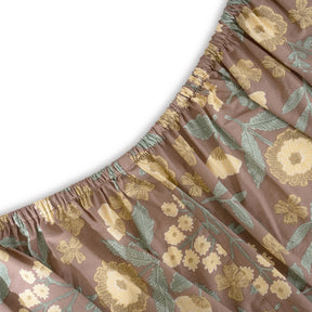 Fitted Sheet with Pillow Case 100% Cotton Verdant Heritage Garden Rustic Brown