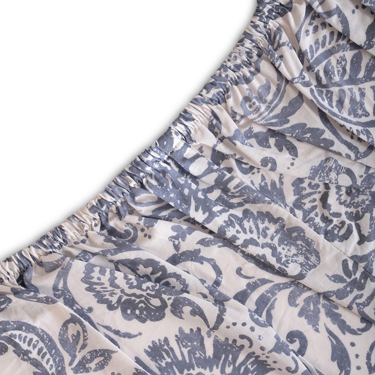 Fitted Sheet with Pillow Case 100% Cotton Brushed Jacobean Heritage Garden Dark Denim