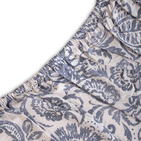 Fitted Sheet with Pillow Case 100% Cotton Brushed Jacobean Heritage Garden Dark Denim
