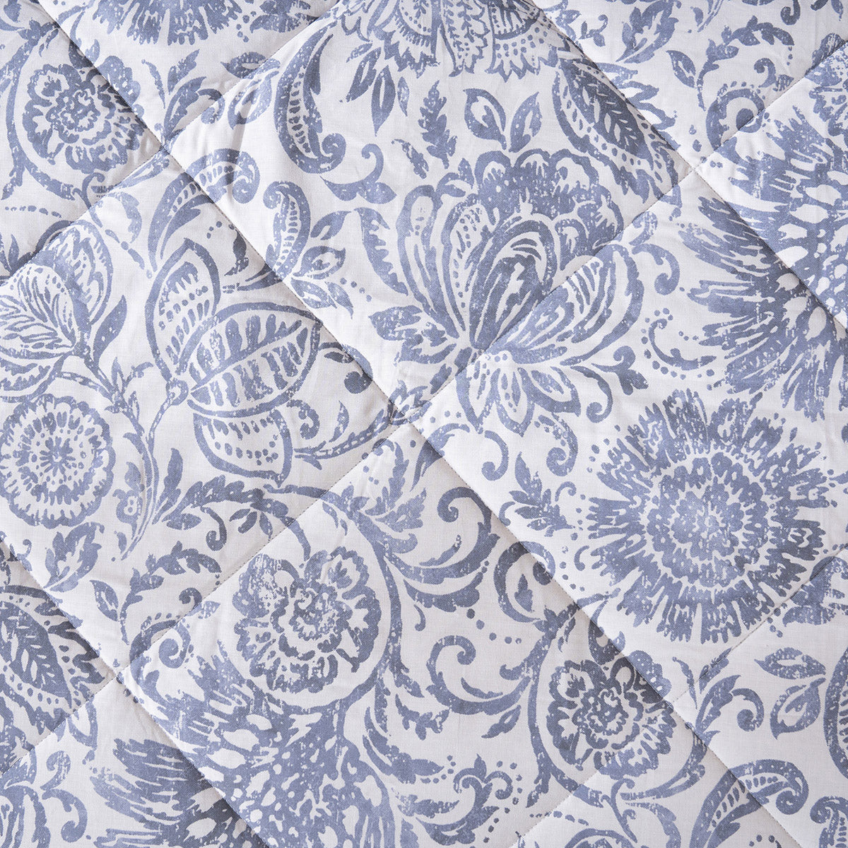Quilt 100% Cotton Shell Brushed Jacobean Heritage Garden Dark Denim