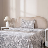 Bedsheet with Pillow Case 100% Cotton Brushed Jacobean Heritage Garden Beige
