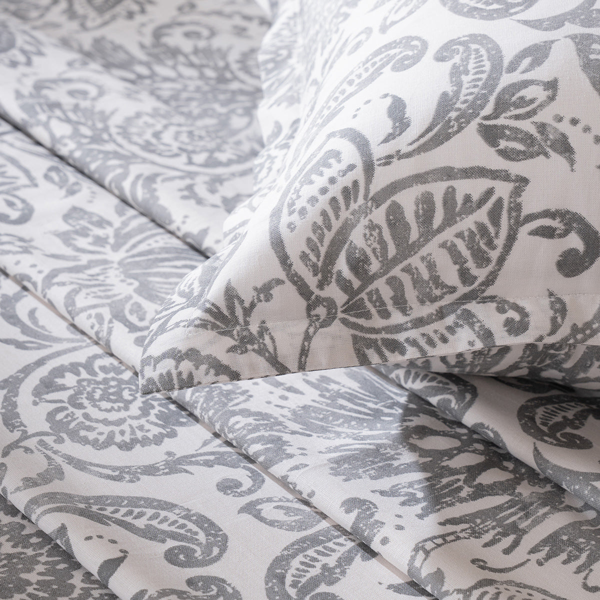 Bedsheet with Pillow Case 100% Cotton Brushed Jacobean Heritage Garden Beige