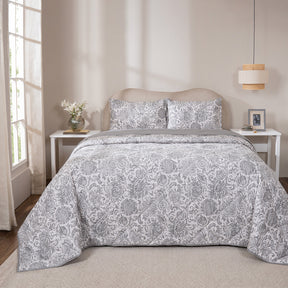 Quilt Set 4 Pcs Set Brushed Jacobean Heritage Garden Beige