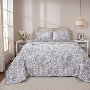 Quilt 100% Cotton Shell Brushed Jacobean Heritage Garden Beige