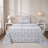 Bedsheet with Pillow Case 100% Cotton Silvane Heritage Garden Pearl Blue