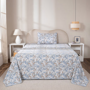 Bedsheet with Pillow Case 100% Cotton Silvane Heritage Garden Pearl Blue