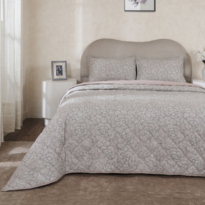 Hermosa Botanic Bloom Florique 4Pcs Beige Quilt Set