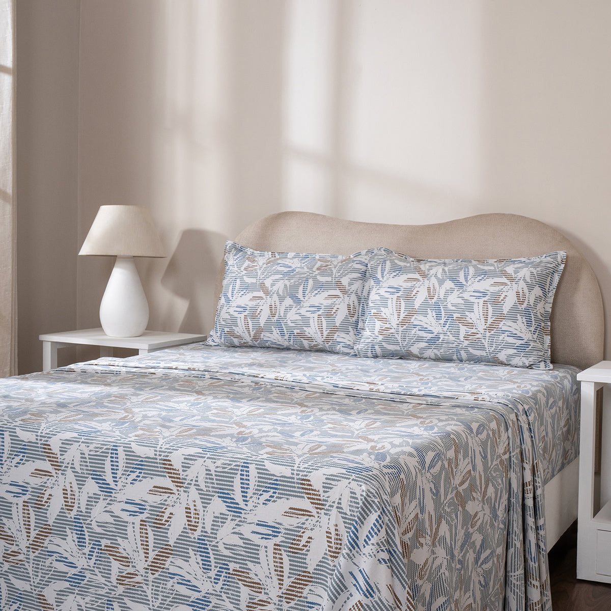 Bedsheet with Pillow Case 100% Cotton Silvane Heritage Garden Pearl Blue