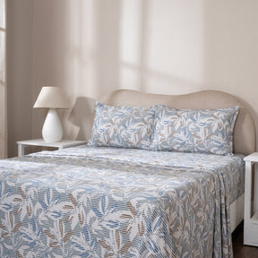 Bedsheet with Pillow Case 100% Cotton Silvane Heritage Garden Pearl Blue