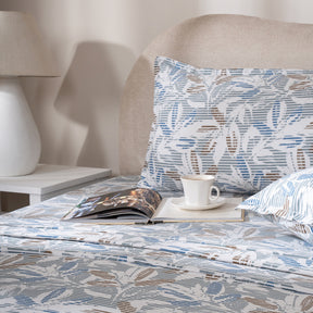 Bedsheet with Pillow Case 100% Cotton Silvane Heritage Garden Pearl Blue