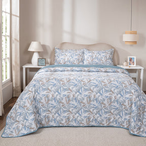 Quilt Set 4 Pcs Set Silvane Heritage Garden Pearl Blue