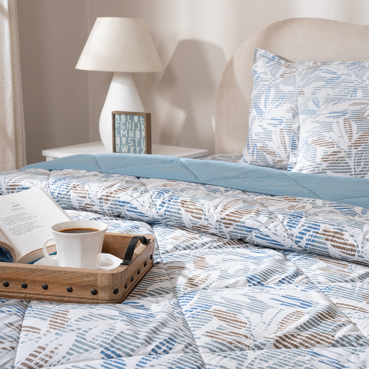 Quilt Set 4 Pcs Set Silvane Heritage Garden Pearl Blue