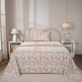 Bedsheet with Pillow Case 100% Cotton Silvane Heritage Garden Sand