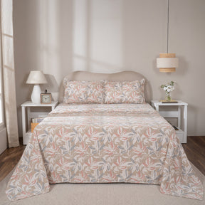 Bedsheet with Pillow Case 100% Cotton Silvane Heritage Garden Sand