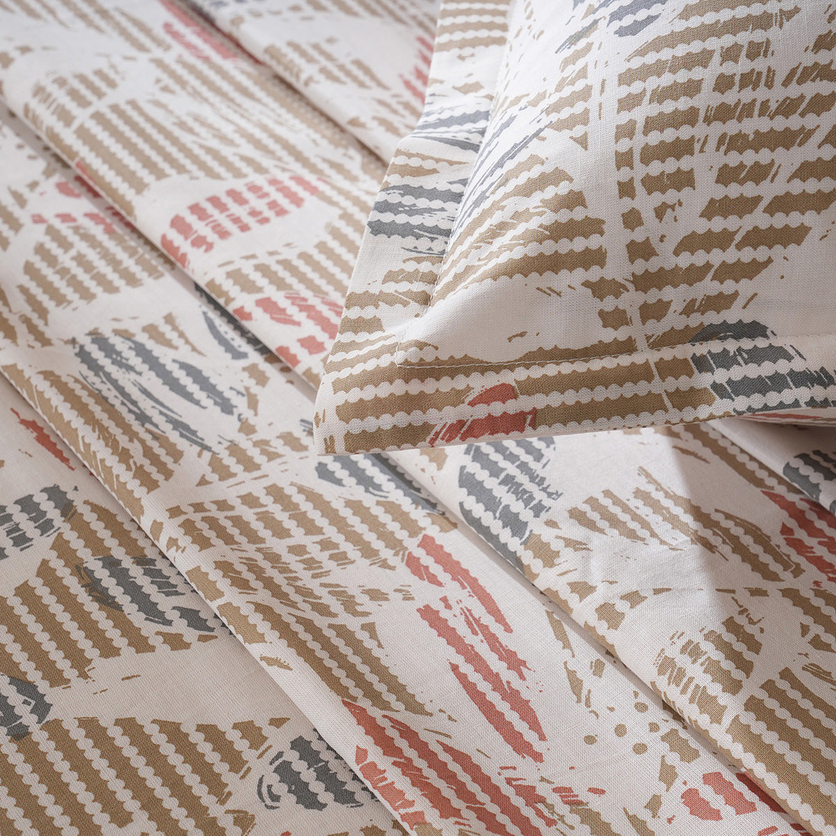 Bedsheet with Pillow Case 100% Cotton Silvane Heritage Garden Sand