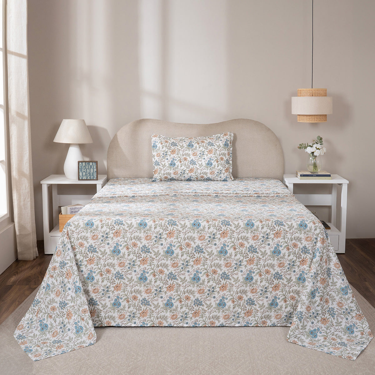 Bedsheet with Pillow Case 100% Cotton Elaria Heritage Garden Yellow