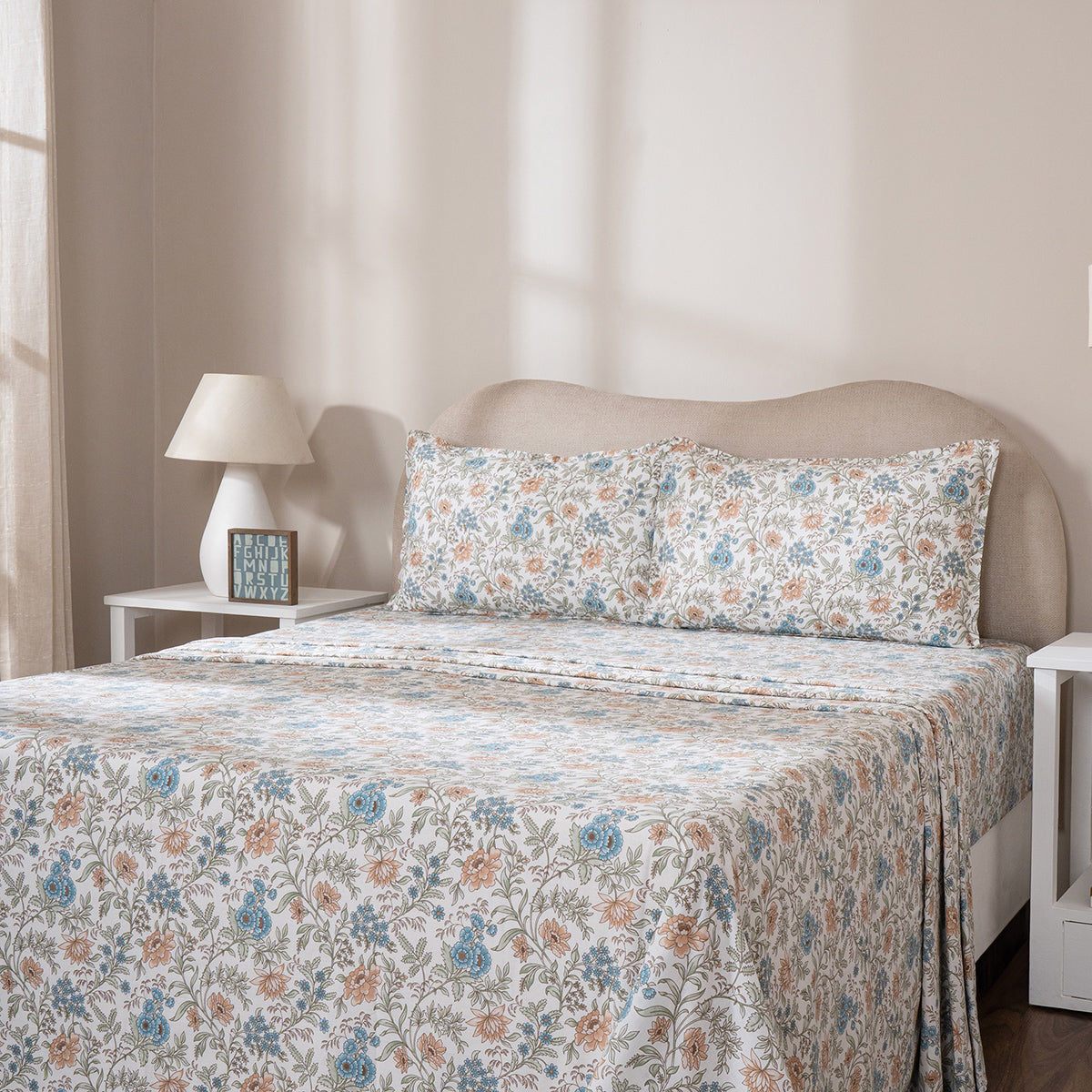 Bedsheet with Pillow Case 100% Cotton Elaria Heritage Garden Yellow