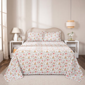 Bedsheet with Pillow Case 100% Cotton Elaria Heritage Garden Red