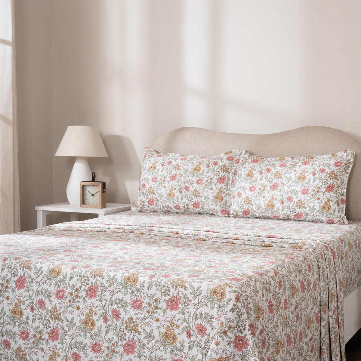 Bedsheet with Pillow Case 100% Cotton Elaria Heritage Garden Red