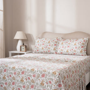 Bedsheet with Pillow Case 100% Cotton Elaria Heritage Garden Red