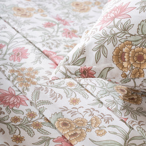 Bedsheet with Pillow Case 100% Cotton Elaria Heritage Garden Red