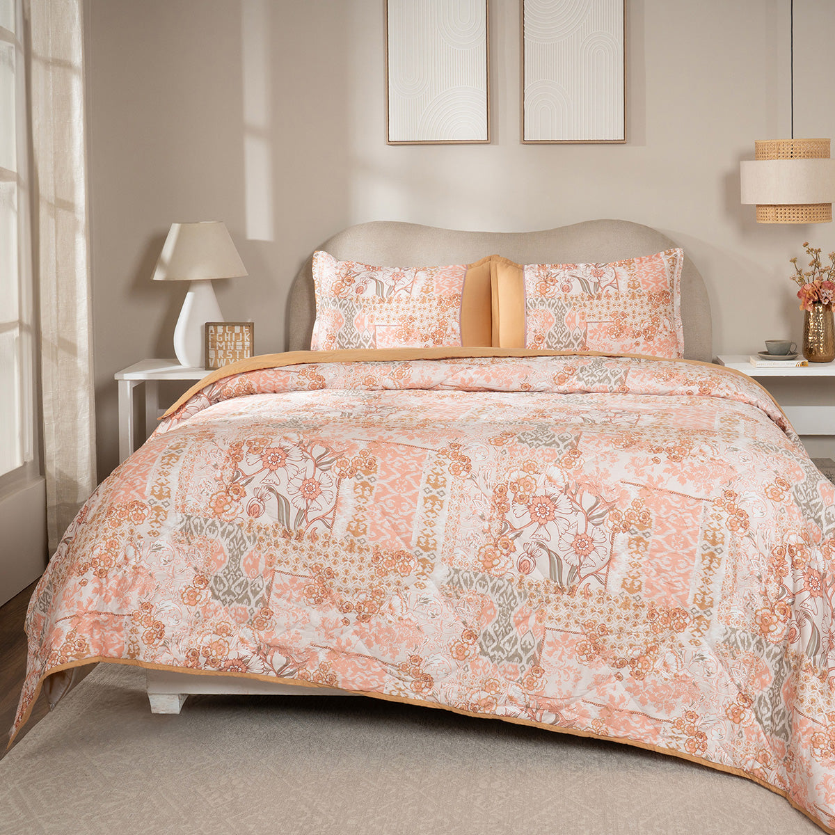 Quilt Set 4 Pcs Set Ethereal Floral Heritage Garden Dusty Coral