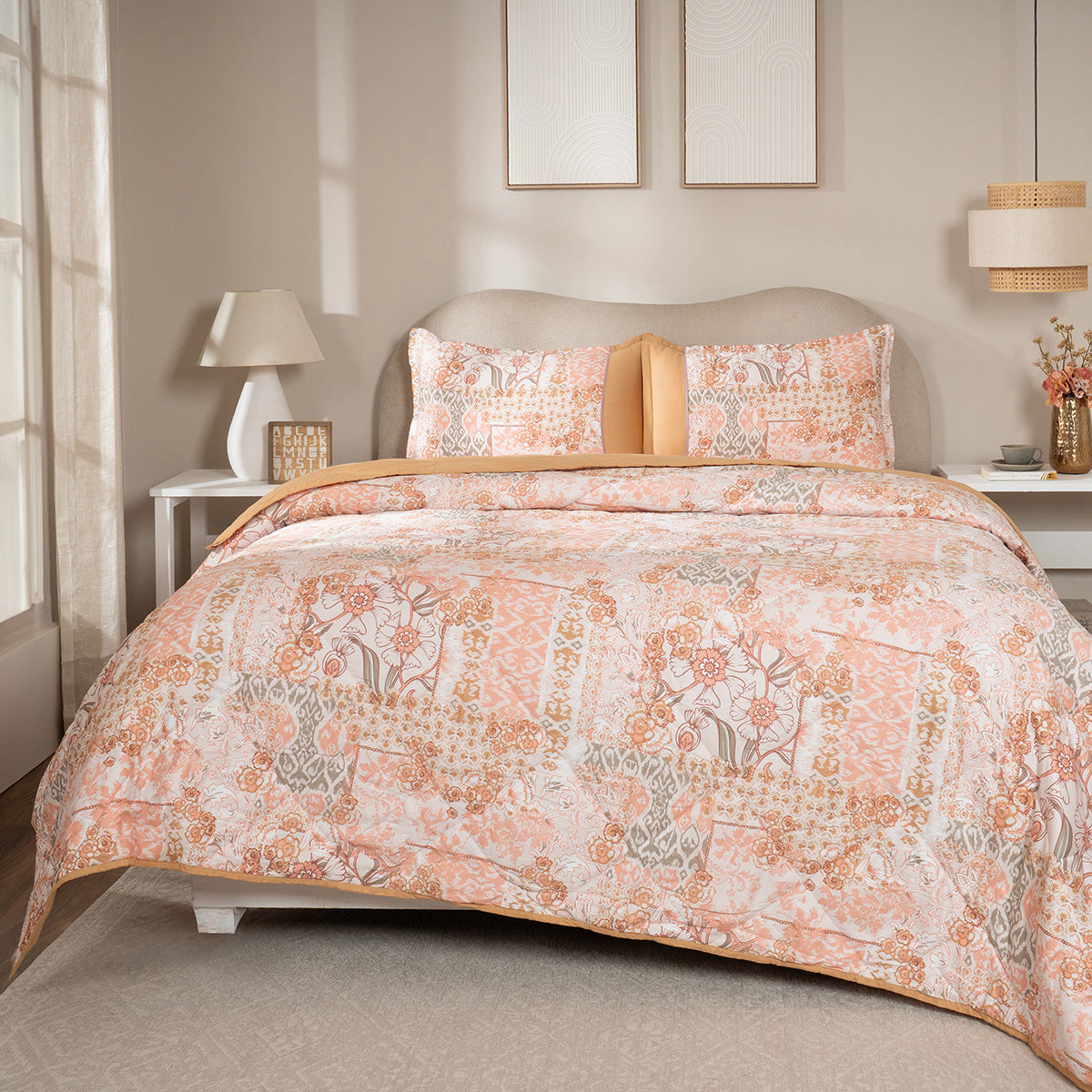 Quilt 110GSM 100% Cotton Shell Ethereal Floral Heritage Garden Dusty Coral